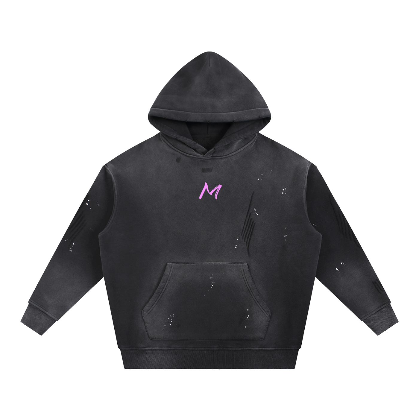Vintage Washed Frayed Fleece Hoodie